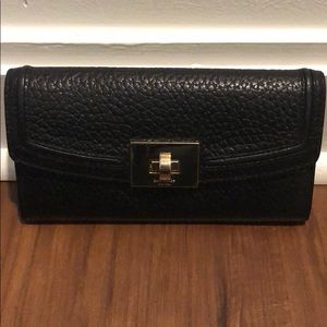 Kate spade large black leather fold wallet